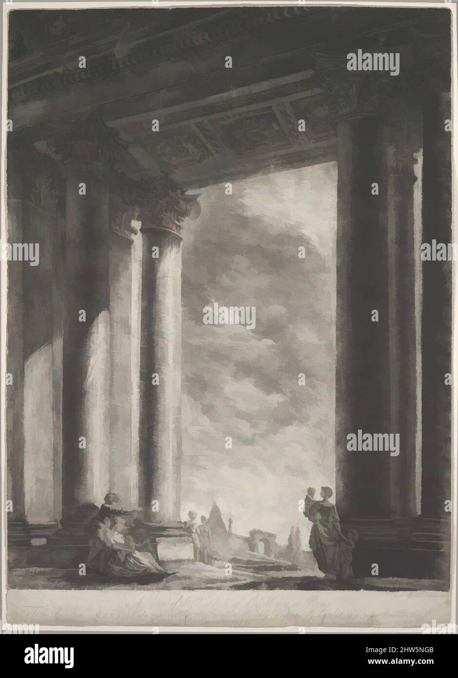 Art inspired by A View of the Vestibule of Santa Maria Maggiore at Rome, 1765–67, Mezzotint, Sheet: 22 1/4 x 16 in. (56.5 x 40.6 cm), Georges-François Blondel was the son of a leading French architectural theorist Jacques-François Blondel. After training in Paris, he worked first in, Classic works modernized by Artotop with a splash of modernity. Shapes, color and value, eye-catching visual impact on art. Emotions through freedom of artworks in a contemporary way. A timeless message pursuing a wildly creative new direction. Artists turning to the digital medium and creating the Artotop NFT Stock Photo