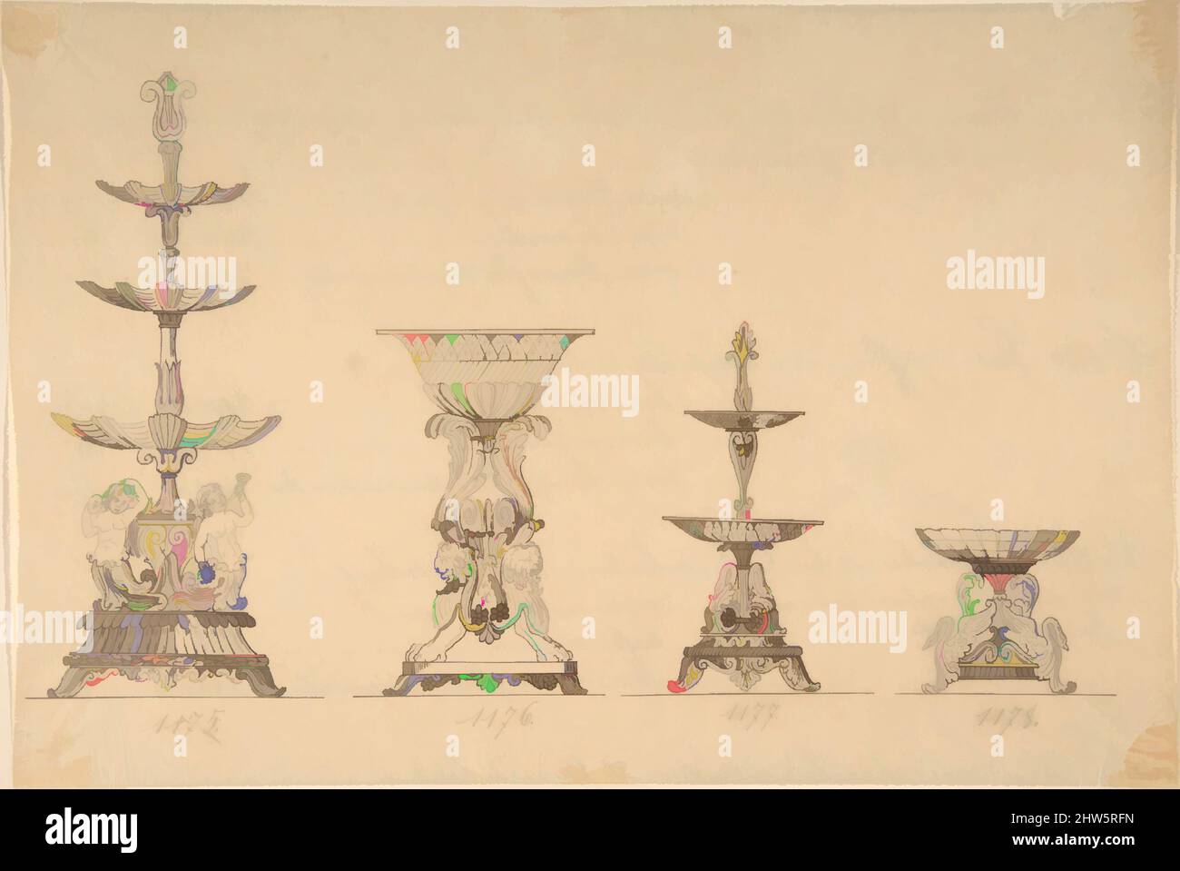 Art inspired by Designs for Two Servers and Two Compote Dishes, 19th ...