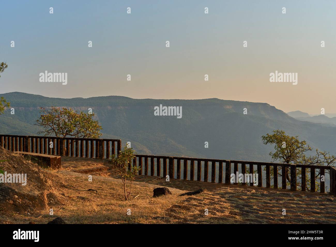 A scenic view of Sahyadri Hills ranges western ghats from mahadevgad, Amboli, Maharashtra, India. Stock Photo