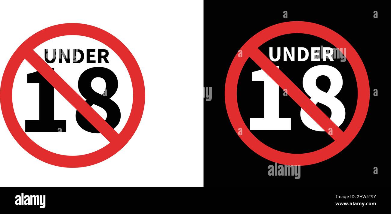 18 plus adult restriction sign Stock Vector