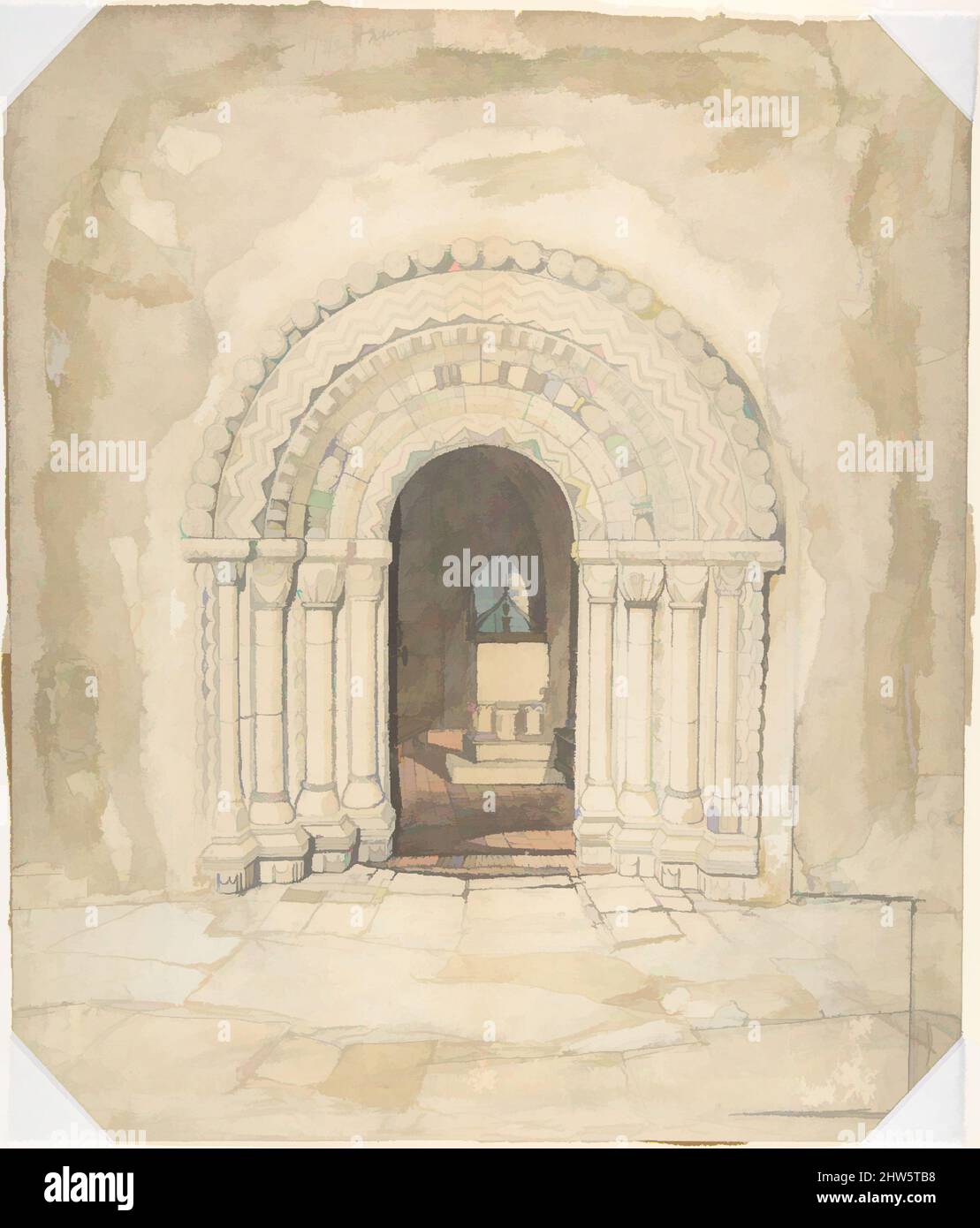 Art inspired by Doorway, Heckingham Church, 1800–1842, Graphite, wash, sheet: 18 x 15 in. (45.7 x 38.1 cm), Drawings, John Sell Cotman (British, Norwich 1782–1842 London, Classic works modernized by Artotop with a splash of modernity. Shapes, color and value, eye-catching visual impact on art. Emotions through freedom of artworks in a contemporary way. A timeless message pursuing a wildly creative new direction. Artists turning to the digital medium and creating the Artotop NFT Stock Photo