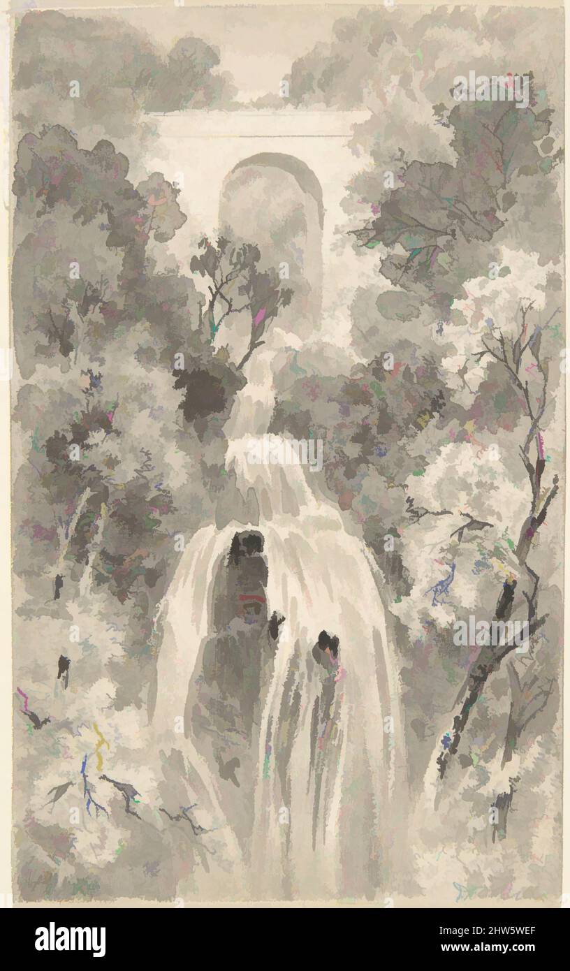 Art inspired by View of a Waterfall (recto); Landscape Study (verso ...