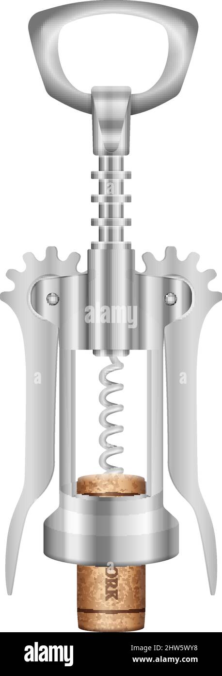 Wine corkscrew and cork on a white background. Vector illustration ...