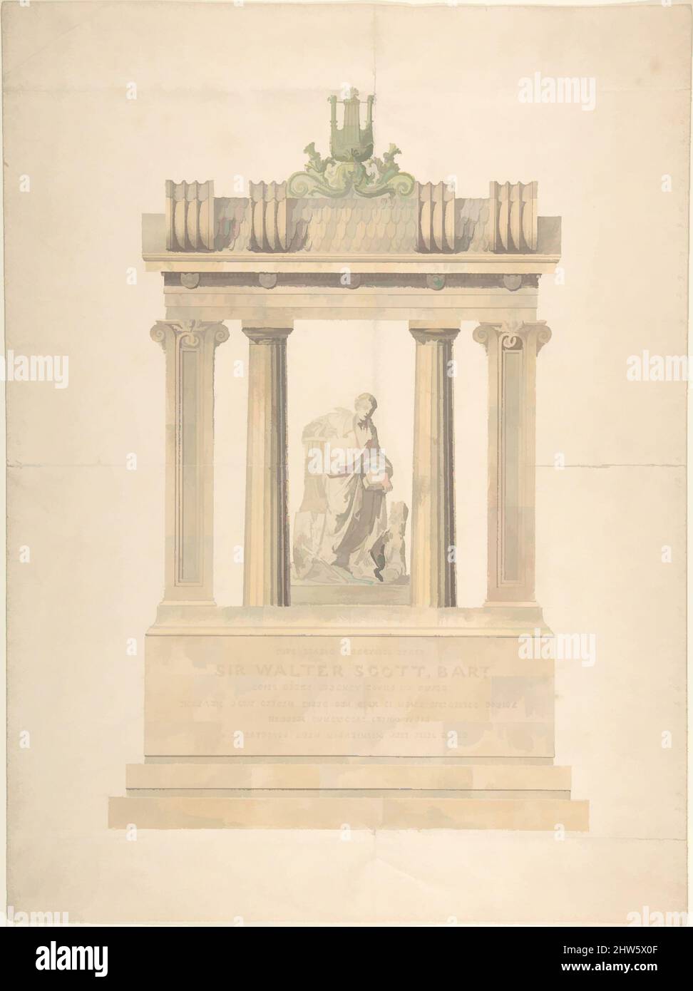 Art inspired by Monument to Sir Walter Scott, Bart., after 1832, Graphite, sheet: 15 3/16 x 11 1/4 in. (38.6 x 28.6 cm), Charles Harriott Smith (British, 1792–1864, Classic works modernized by Artotop with a splash of modernity. Shapes, color and value, eye-catching visual impact on art. Emotions through freedom of artworks in a contemporary way. A timeless message pursuing a wildly creative new direction. Artists turning to the digital medium and creating the Artotop NFT Stock Photo