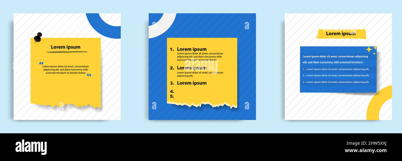 Social media tutorial, tips, trick, did you know post banner layout template with torn sticky paper note clips pin design element Stock Vector