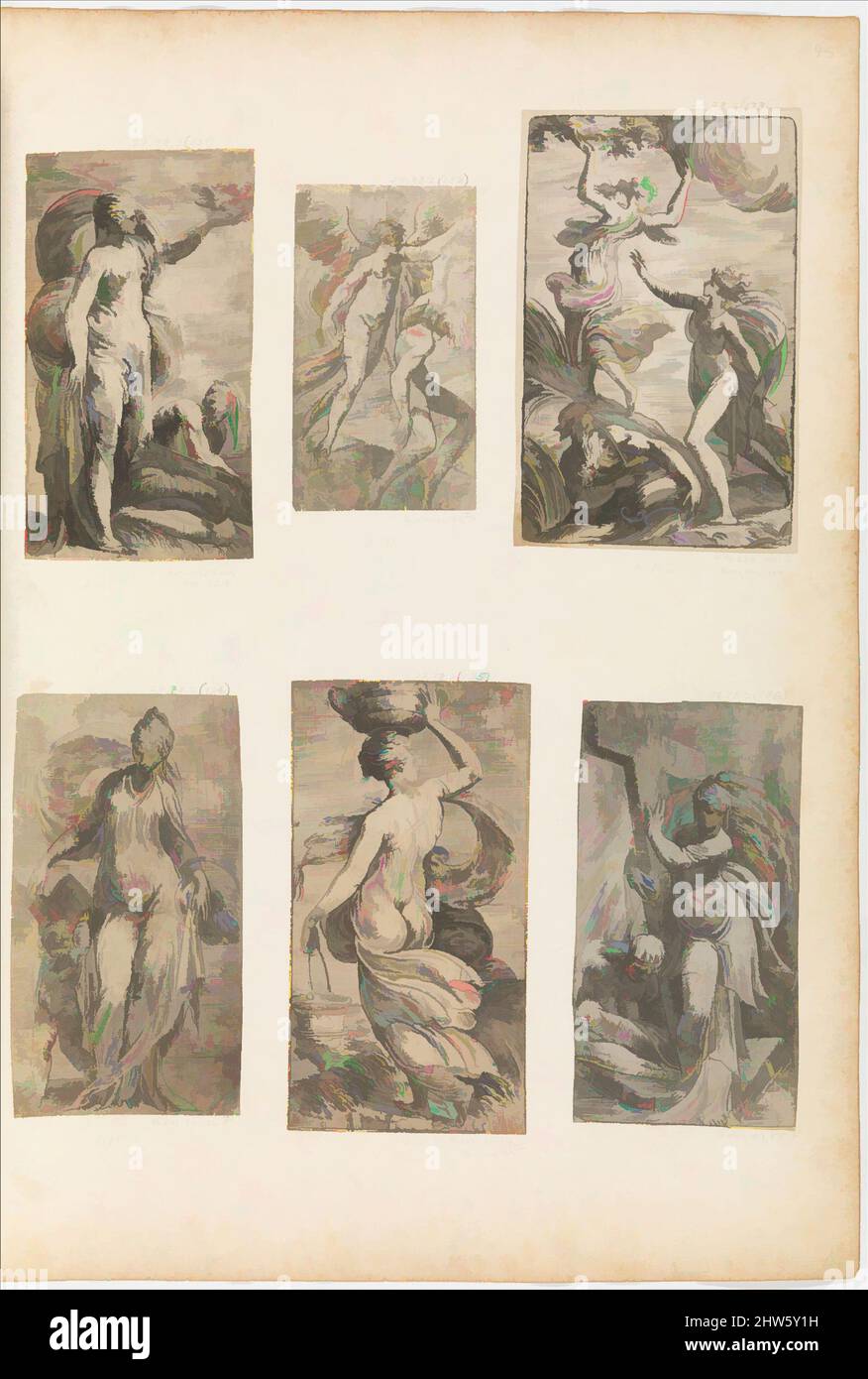Art inspired by Christianity Triumphant over Heresy, ca. 1548–50 (?), Etching, Prints, Etched by Andrea Schiavone (Andrea Meldola) (Italian, Zadar (Zara) ca. 1510?–1563 Venice), In Mariette Album, folio 45, bottom right, Classic works modernized by Artotop with a splash of modernity. Shapes, color and value, eye-catching visual impact on art. Emotions through freedom of artworks in a contemporary way. A timeless message pursuing a wildly creative new direction. Artists turning to the digital medium and creating the Artotop NFT Stock Photo