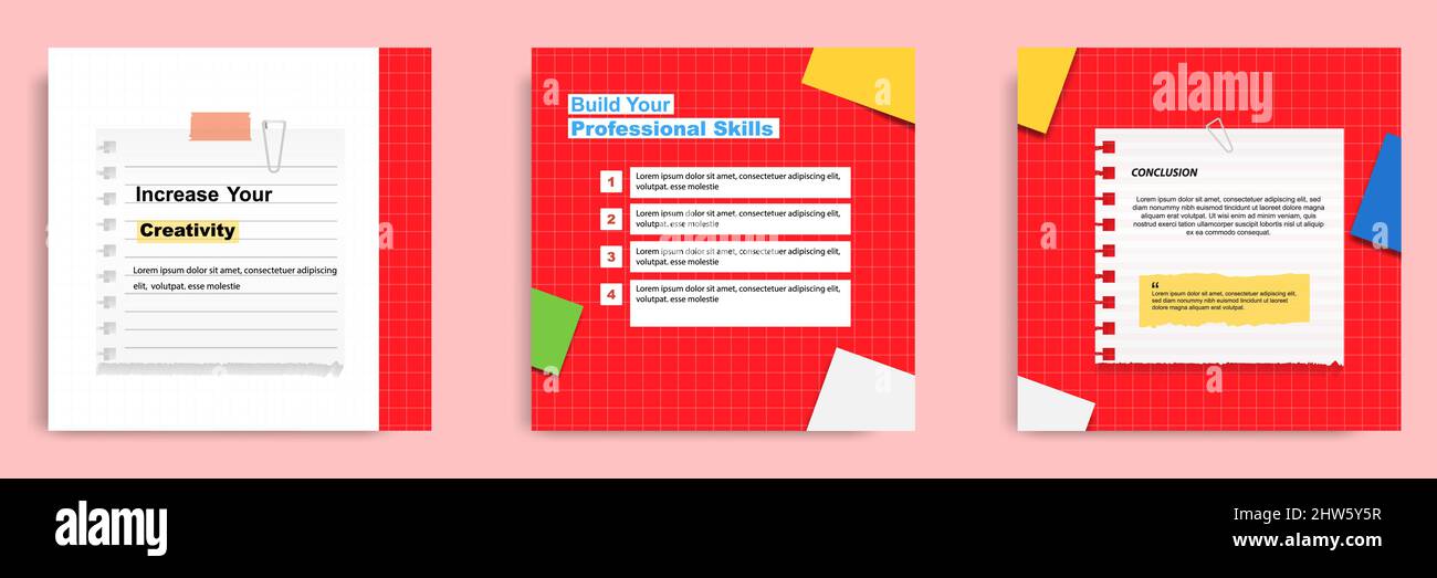 Social media tutorial, tips, trick, did you know post banner layout template with sticky paper note clips design element. Vector illustration Stock Vector