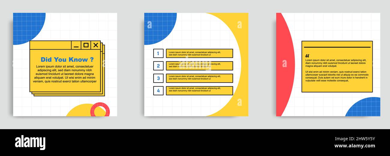 Social media tutorial, tips, trick, did you know post banner layout template with geometric pattern background and folder bubble message design elemen Stock Vector