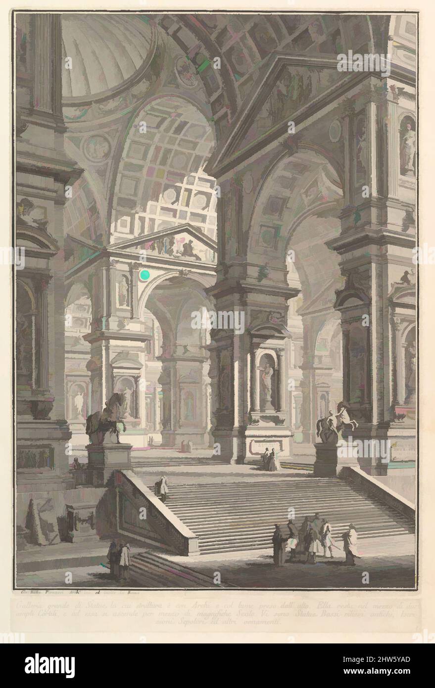 Art inspired by Large sculpture gallery built on arches and lit from above . . . (Galleria grande di Statue, la cui struttura è con Archi e col lume preso dall'alto . . . .), ca. 1750, Etching, Plate (Image): 14 1/16 × 9 13/16 in. (35.7 × 24.9 cm), Prints, Giovanni Battista Piranesi (, Classic works modernized by Artotop with a splash of modernity. Shapes, color and value, eye-catching visual impact on art. Emotions through freedom of artworks in a contemporary way. A timeless message pursuing a wildly creative new direction. Artists turning to the digital medium and creating the Artotop NFT Stock Photo