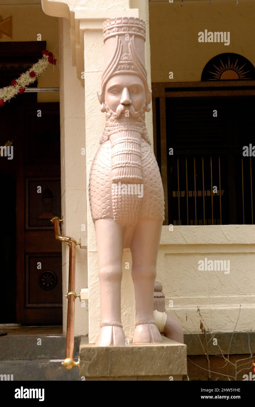 Mumbai Aug 19 2009 Lama, Lamma or Lamassu is an Assyrian protective deity goddess when it was called Lamma from Assyrian times as a hybrid of a human. Stock Photo