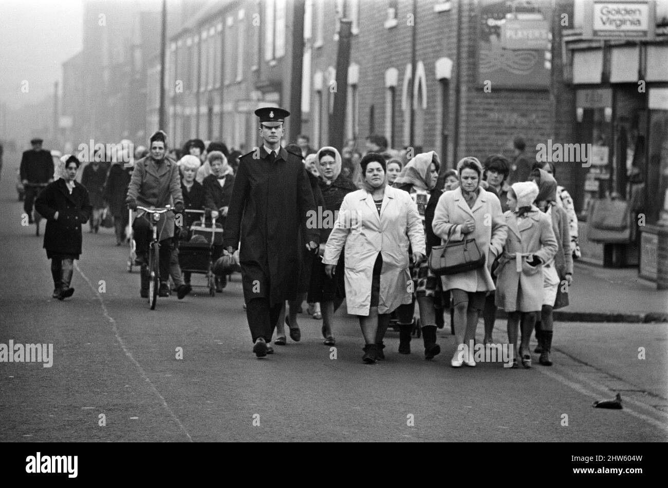 Mrs Lillian Bilocca leads the wives on their protest march to try to ...