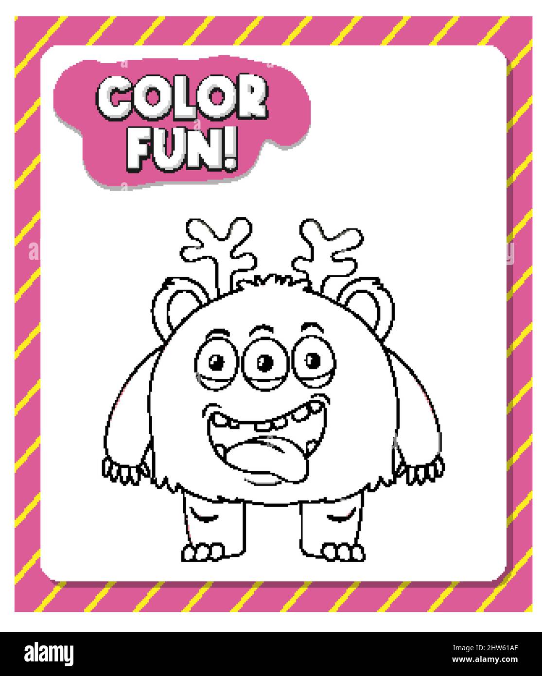 Worksheets template with color fun! text and monster outline ...