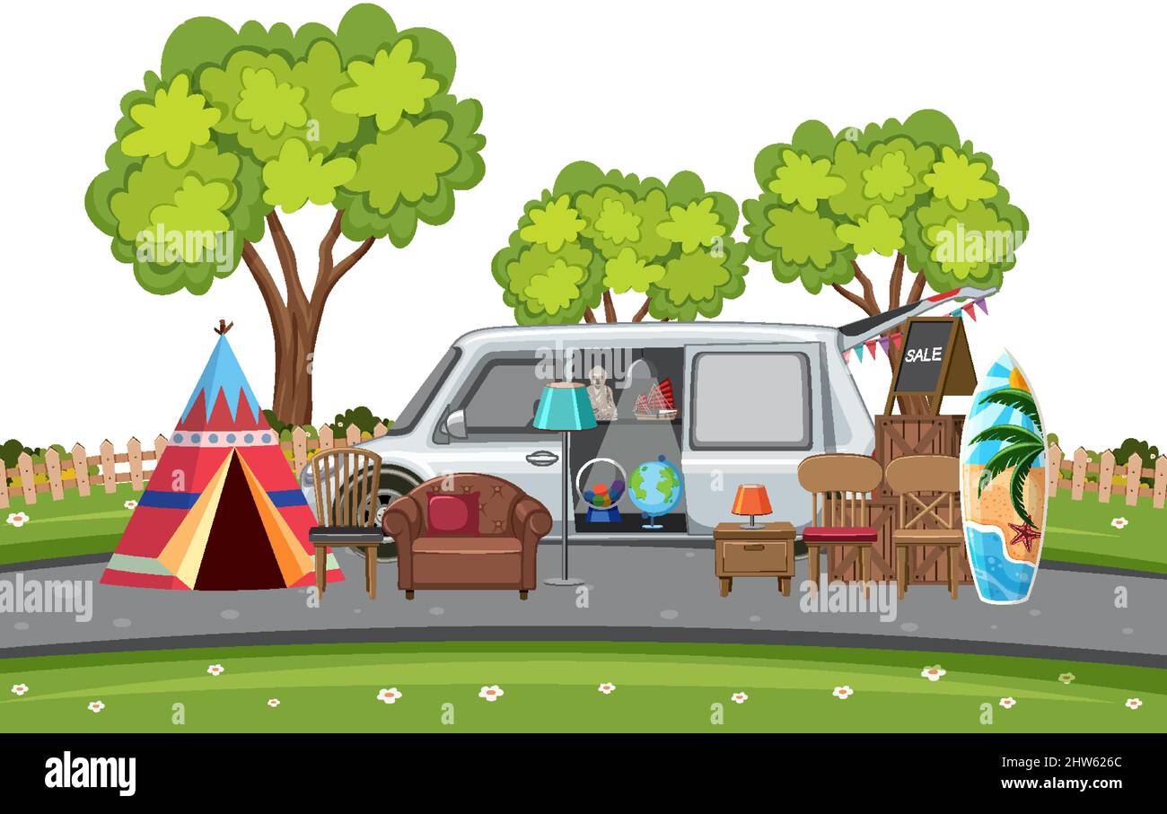 Outdoor scene with car boot sale illustration Stock Vector Image & Art - Alamy Outdoor scene with car boot sale illustration Stock Vector Image & Art - Alamy