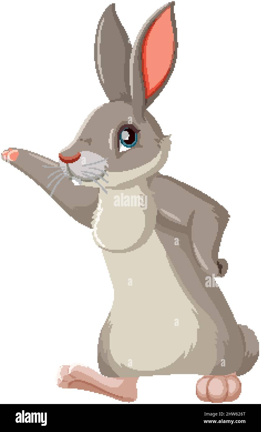 Gray bunny standing alone illustration Stock Vector