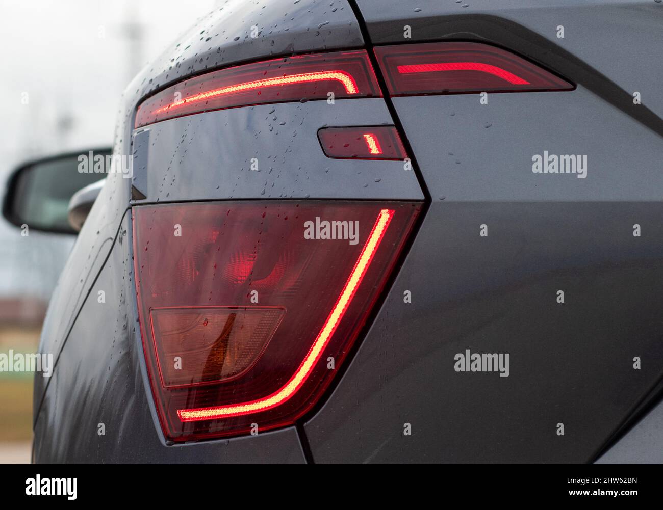 The appearance of a new car. Rear LED headlights with 3D effect Stock ...