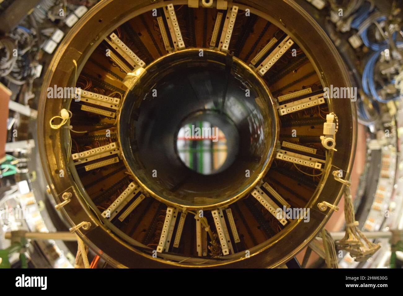 An old prototype at of a particle accelerator at CERN, Geneva, Switzerland. Stock Photo