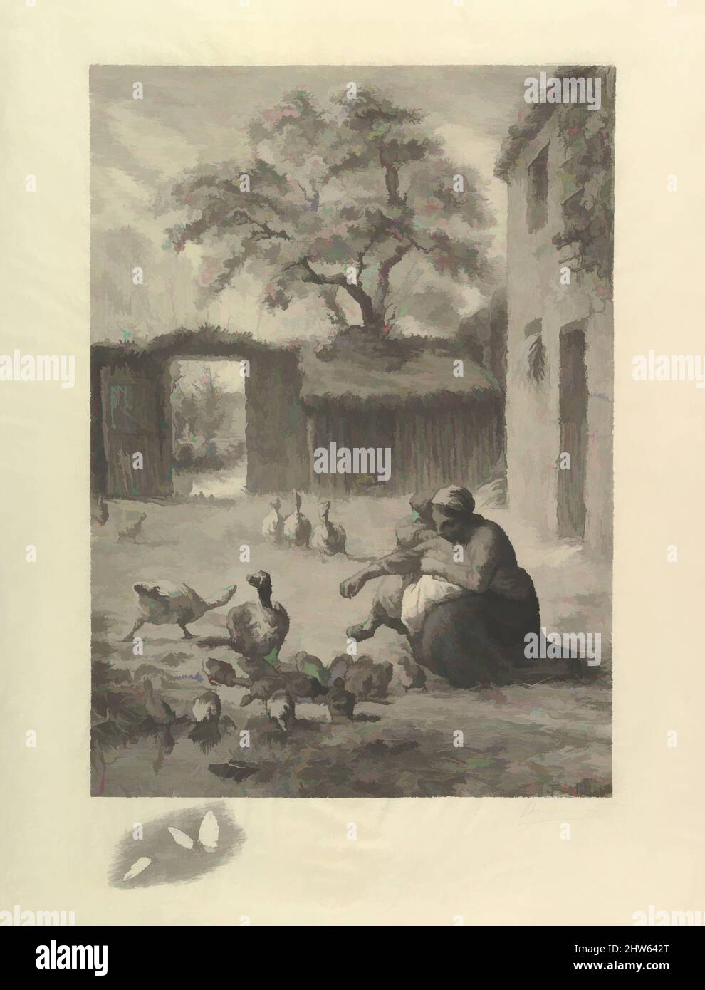 Art inspired by Spring, after a pastel by Millet, 1887, Etching; ninth state of nine, sheet: 25 3/4 x 19 1/2 in. (65.4 x 49.5 cm), Prints, After Jean-François Millet (French, Gruchy 1814–1875 Barbizon), Félix Bracquemond (French, Paris 1833–1914 Sèvres, Classic works modernized by Artotop with a splash of modernity. Shapes, color and value, eye-catching visual impact on art. Emotions through freedom of artworks in a contemporary way. A timeless message pursuing a wildly creative new direction. Artists turning to the digital medium and creating the Artotop NFT Stock Photo