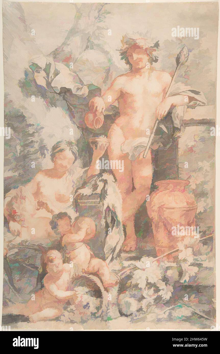 Art inspired by Arcadian Scene with Bacchus, n.d., Black and red chalk, sheet: 14 15/16 x 9 3/4 in. (38 x 24.7 cm), Drawings, Gerard de Lairesse (Dutch, Liège 1641–1711 Amsterdam, Classic works modernized by Artotop with a splash of modernity. Shapes, color and value, eye-catching visual impact on art. Emotions through freedom of artworks in a contemporary way. A timeless message pursuing a wildly creative new direction. Artists turning to the digital medium and creating the Artotop NFT Stock Photo
