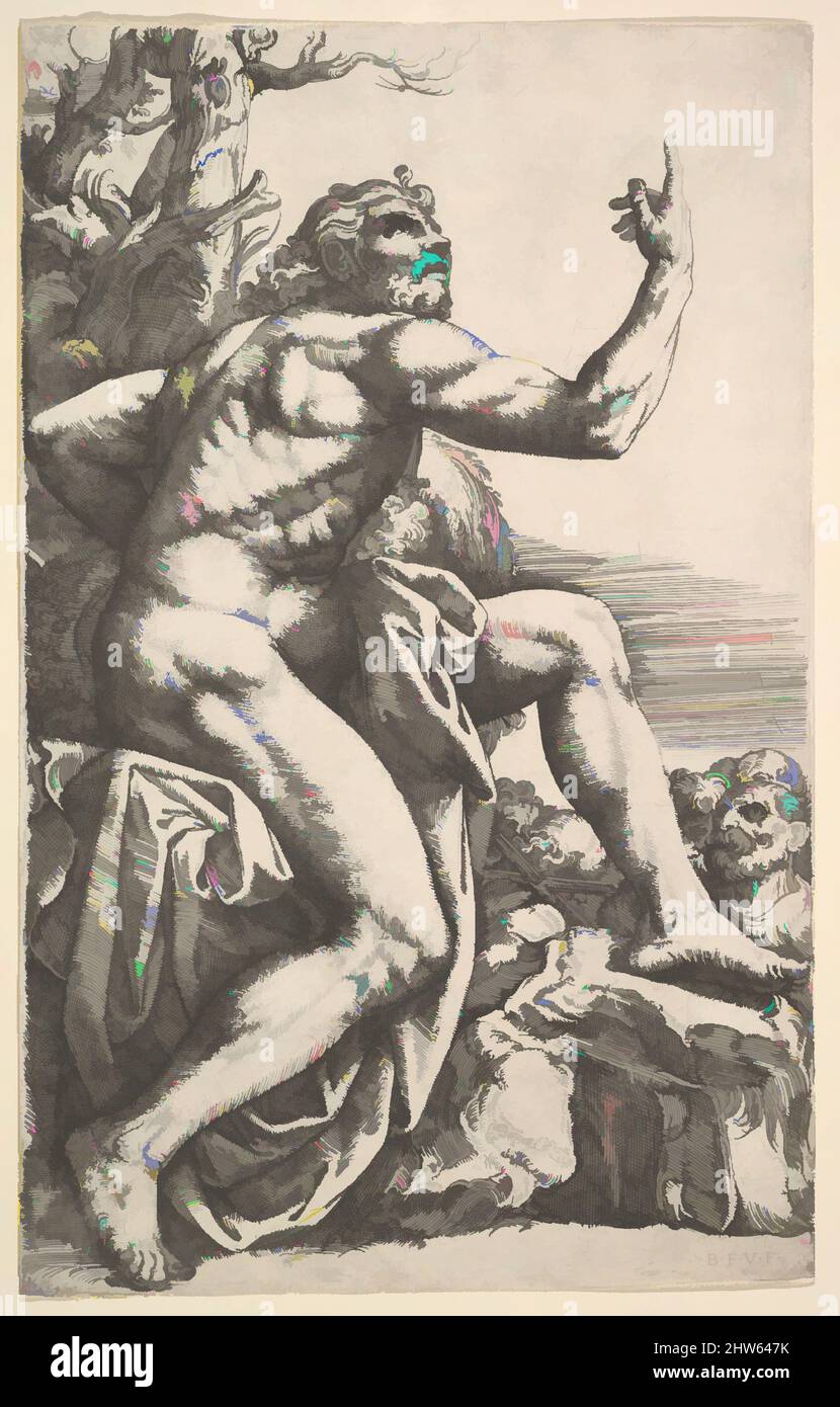 Art inspired by John the Baptist Preaching in the Wilderness, Etching, sheet: 11 7/16 x 7 3/16 in. (29 x 18.2 cm) trimmed to platemark, Prints, Battista Franco (Italian, Venice ca. 1510–1561 Venice, Classic works modernized by Artotop with a splash of modernity. Shapes, color and value, eye-catching visual impact on art. Emotions through freedom of artworks in a contemporary way. A timeless message pursuing a wildly creative new direction. Artists turning to the digital medium and creating the Artotop NFT Stock Photo