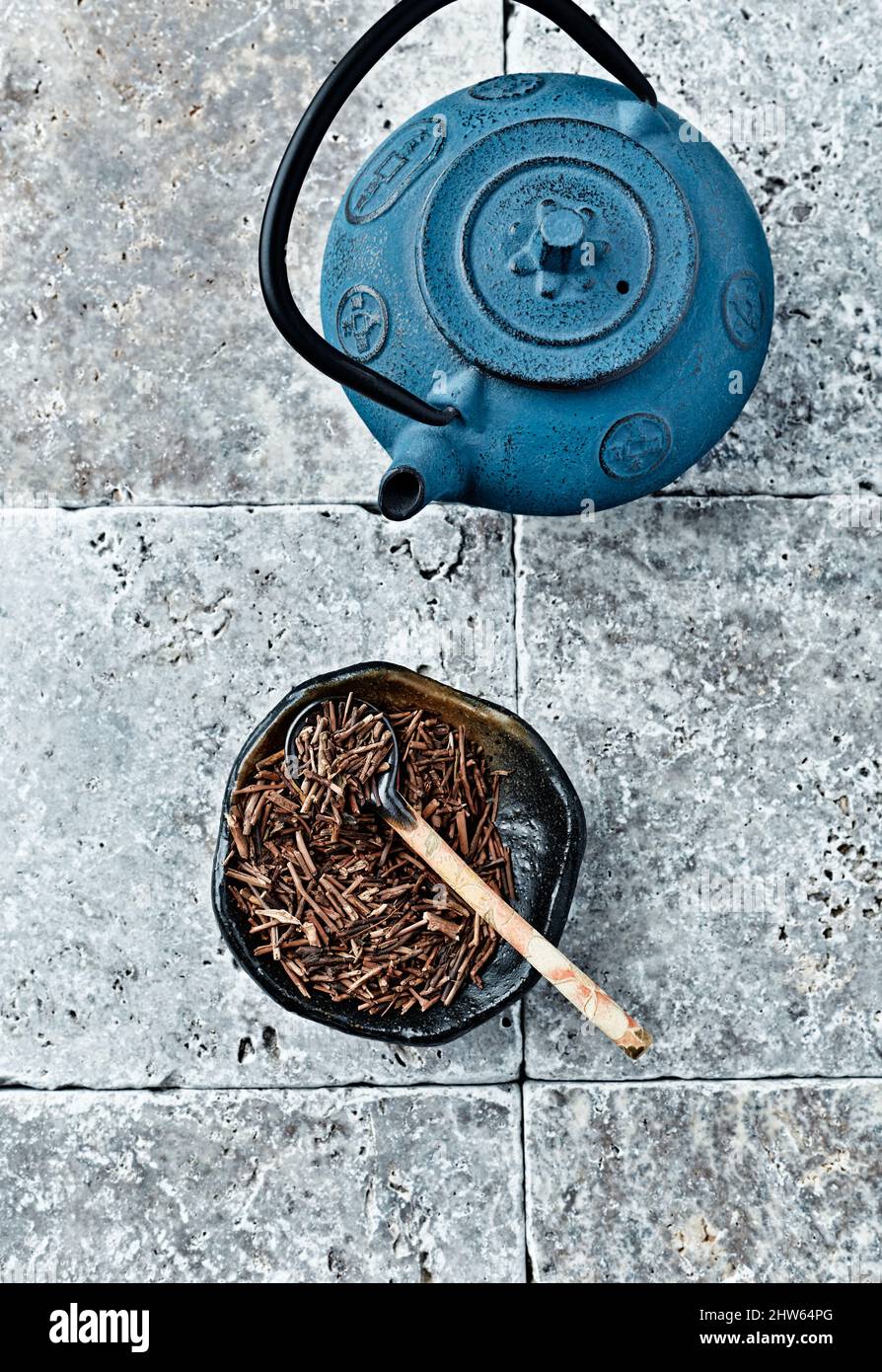 Pg Rooibos Dried Rooibos Leaves on Stone Background. Top view. Copy space Stock ...
