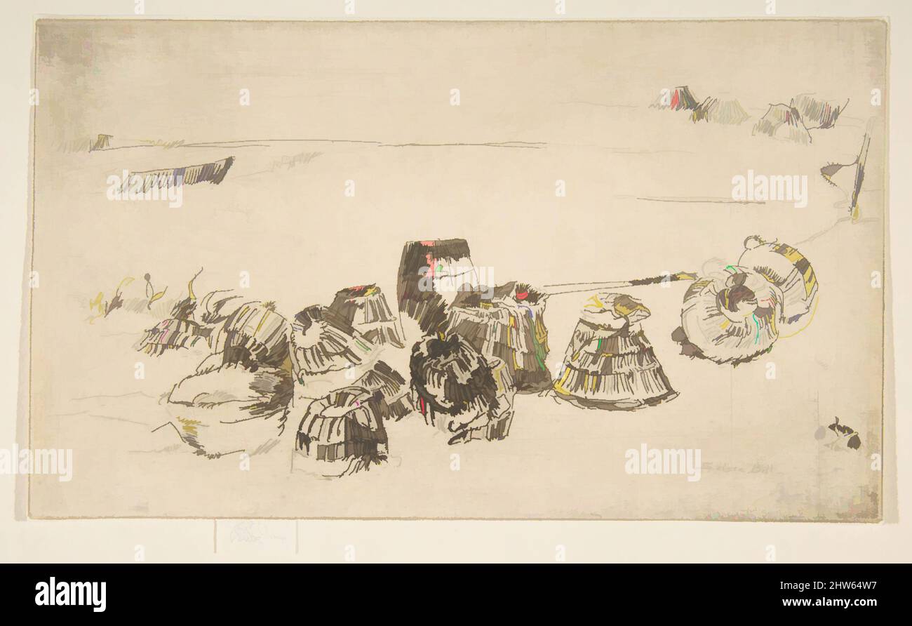 Art inspired by Lobster Pots (Lobster Pots – Selsea Bill), 1880–81, Etching; second state of four (Glasgow); printed in black ink on medium weight ivory laid paper, Plate: 4 5/8 × 7 7/8 in. (11.7 × 20 cm), Prints, James McNeill Whistler (American, Lowell, Massachusetts 1834–1903 London, Classic works modernized by Artotop with a splash of modernity. Shapes, color and value, eye-catching visual impact on art. Emotions through freedom of artworks in a contemporary way. A timeless message pursuing a wildly creative new direction. Artists turning to the digital medium and creating the Artotop NFT Stock Photo