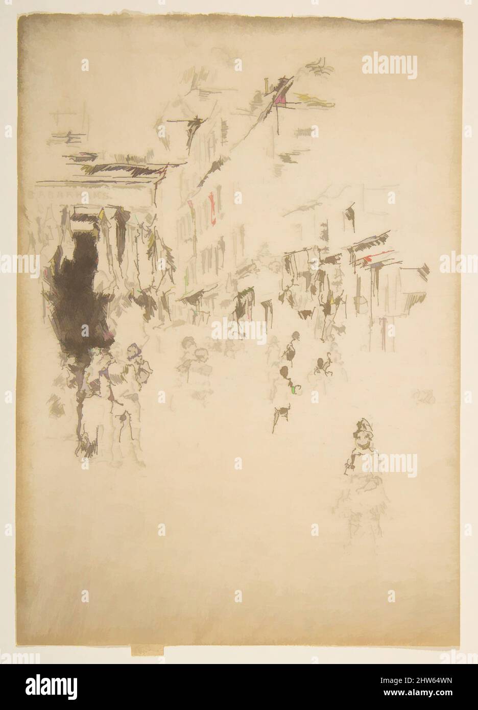 Art inspired by Cutler Street, Houndsditch, 1886–88, Etching; first state of two (Glasgow); printed in dark brown ink on ivory laid paper, Plate: 6 7/8 × 4 7/8 in. (17.5 × 12.4 cm), Prints, James McNeill Whistler (American, Lowell, Massachusetts 1834–1903 London, Classic works modernized by Artotop with a splash of modernity. Shapes, color and value, eye-catching visual impact on art. Emotions through freedom of artworks in a contemporary way. A timeless message pursuing a wildly creative new direction. Artists turning to the digital medium and creating the Artotop NFT Stock Photo