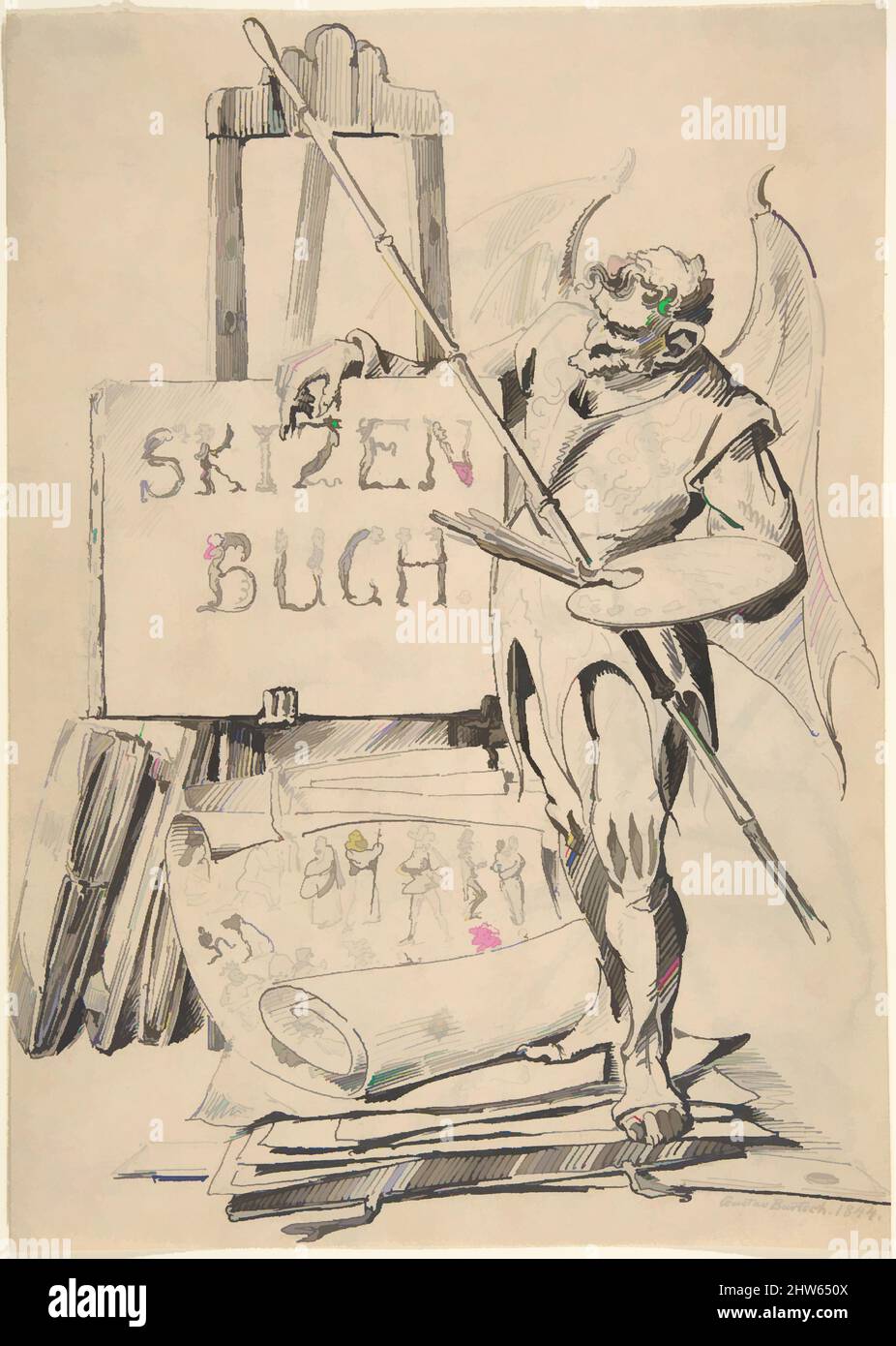 Art inspired by Der Fehlerteufel ('Devil of Mistakes'), 1844, Pen and black ink over graphite, 9 1/4 x 6 1/2 in. (23.5 x 16.5 cm), Drawings, Gustav Bartsch (German, Gleiwitz (Oberschlesien) ca. 1821–after 1870 Dresden-Blasewitz, Classic works modernized by Artotop with a splash of modernity. Shapes, color and value, eye-catching visual impact on art. Emotions through freedom of artworks in a contemporary way. A timeless message pursuing a wildly creative new direction. Artists turning to the digital medium and creating the Artotop NFT Stock Photo