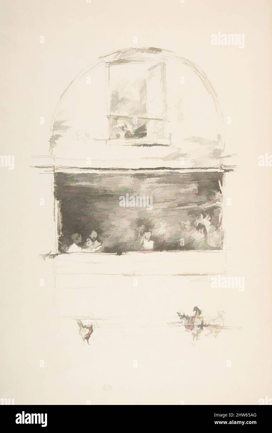 Art inspired by The Forge–Passage du Dragon, 1894, Transfer lithograph with stumping, drawn on thin transparent transfer paper; first state of four (Chicago); printed in black ink on medium weight ivory laid paper, sheet: 12 11/16 x 8 3/16 in. (32.2 x 20.8 cm), Prints, James McNeill, Classic works modernized by Artotop with a splash of modernity. Shapes, color and value, eye-catching visual impact on art. Emotions through freedom of artworks in a contemporary way. A timeless message pursuing a wildly creative new direction. Artists turning to the digital medium and creating the Artotop NFT Stock Photo