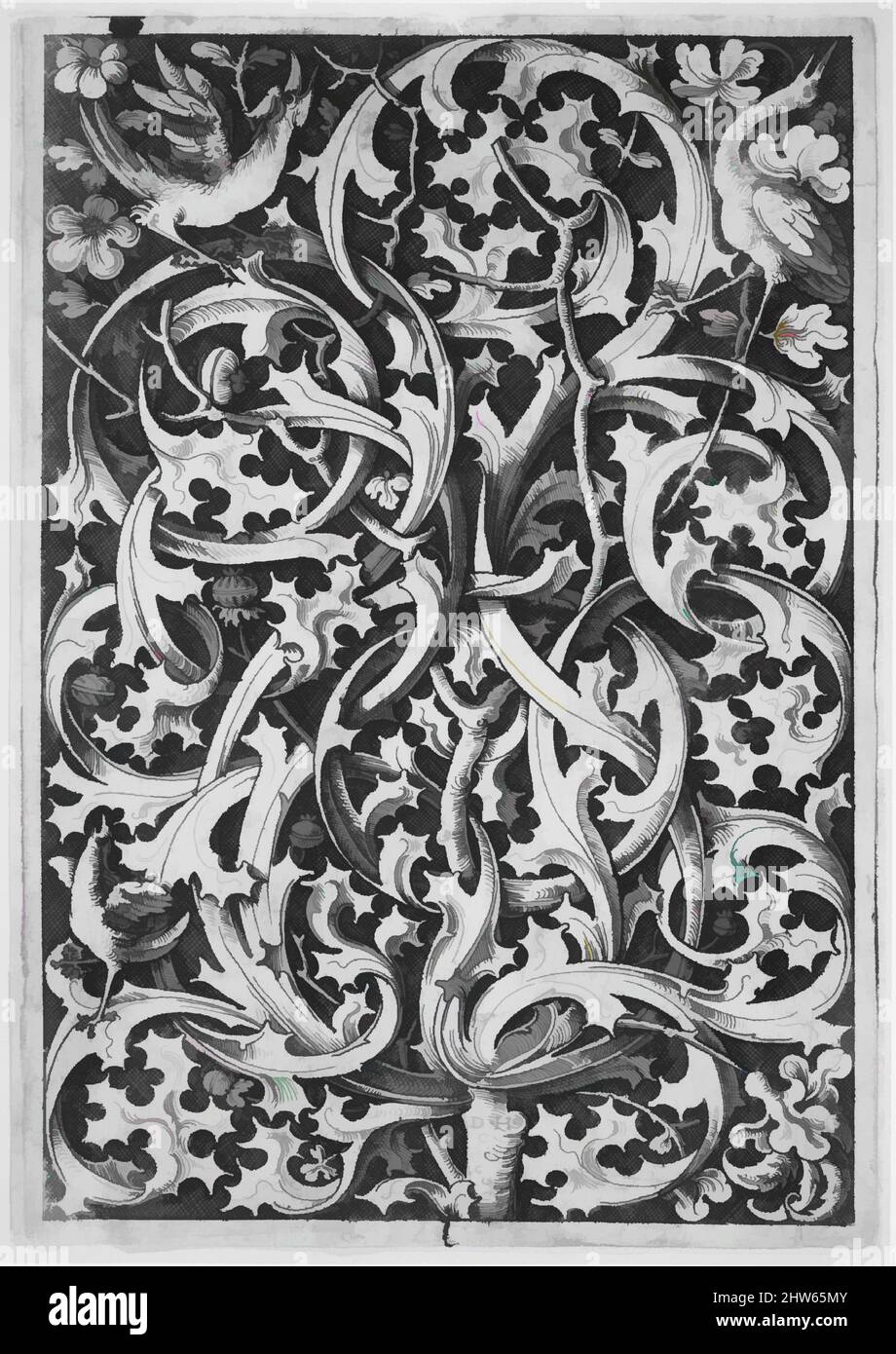 Art inspired by Ornamental Fillet with Thistle Motifs, 1510–28, Etching; first state of two, sheet: 9 1/16 x 6 1/8 in. (23 x 15.6 cm), Prints, Daniel Hopfer (German, Kaufbeuren 1471–1536 Augsburg, Classic works modernized by Artotop with a splash of modernity. Shapes, color and value, eye-catching visual impact on art. Emotions through freedom of artworks in a contemporary way. A timeless message pursuing a wildly creative new direction. Artists turning to the digital medium and creating the Artotop NFT Stock Photo