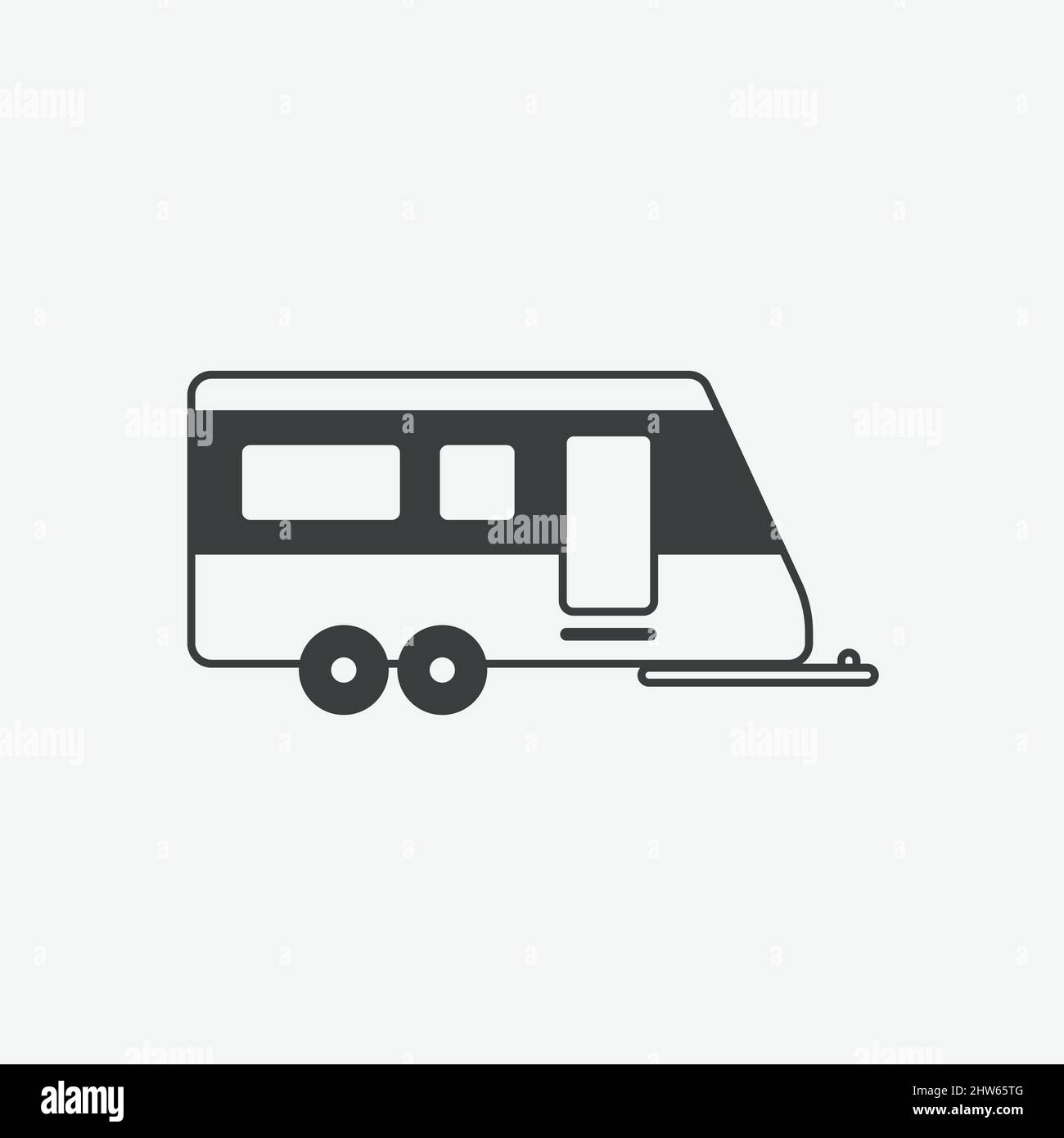 Camp Trailer Flat Vector Icon Stock Vector