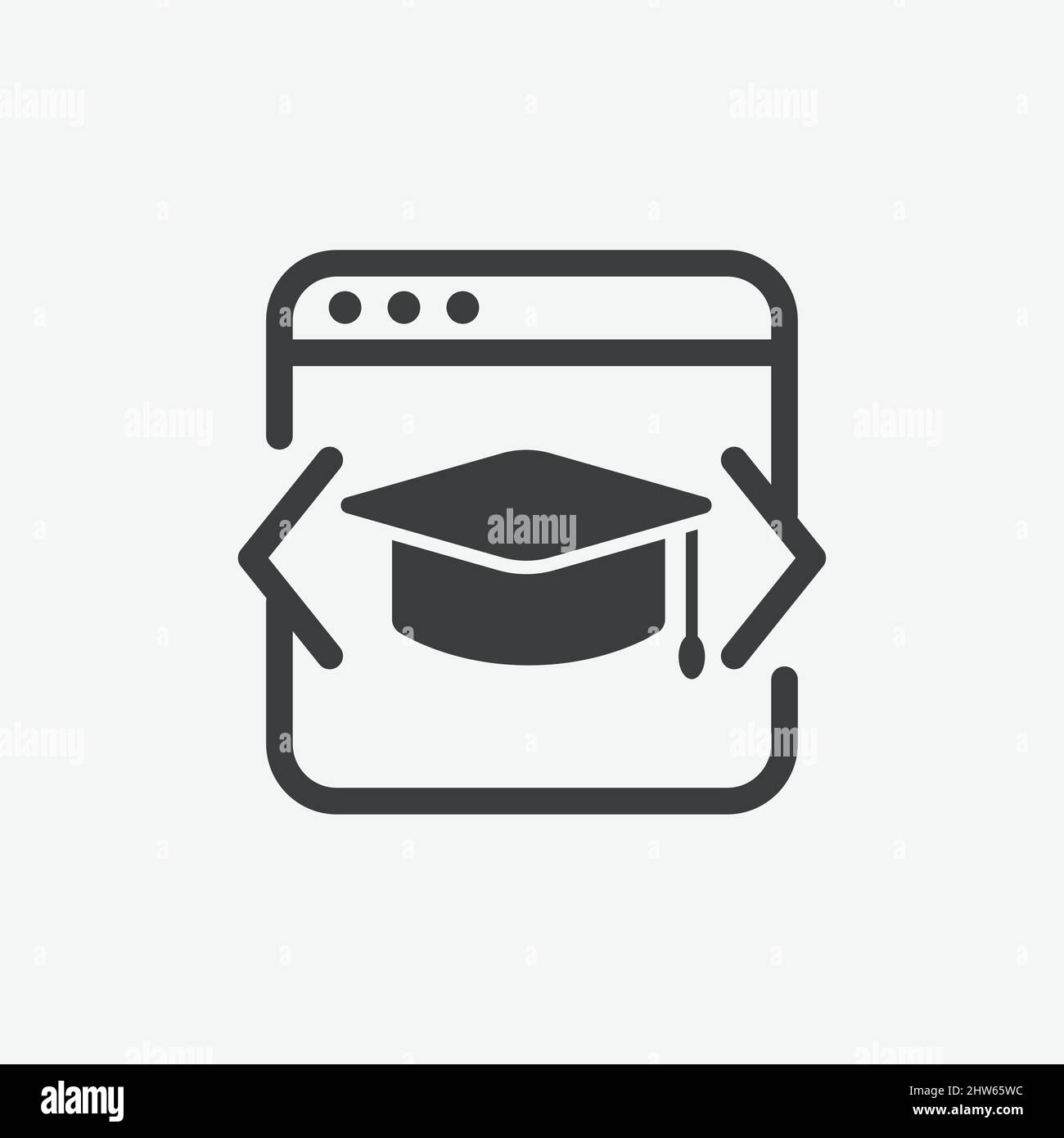 Education Graduation Cap OS Window Flat Vector Icon Stock Vector