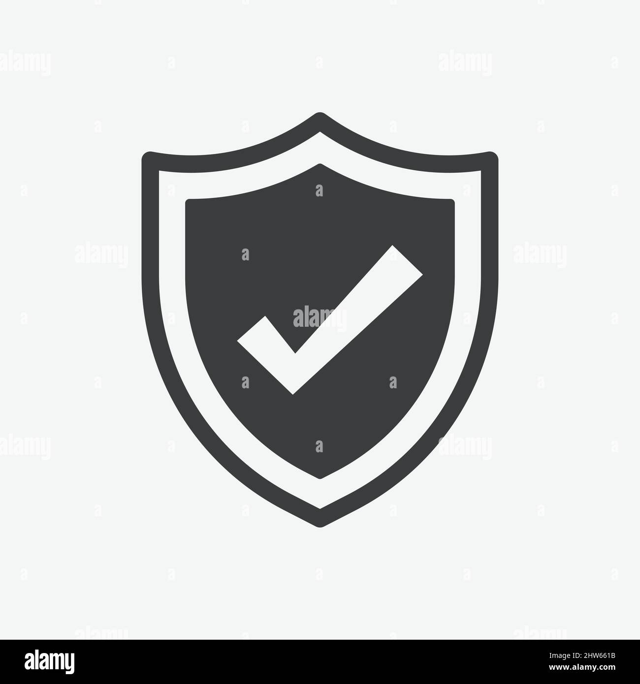 Check Mark Shield Protection Flat Vector Icon Stock Vector Image & Art