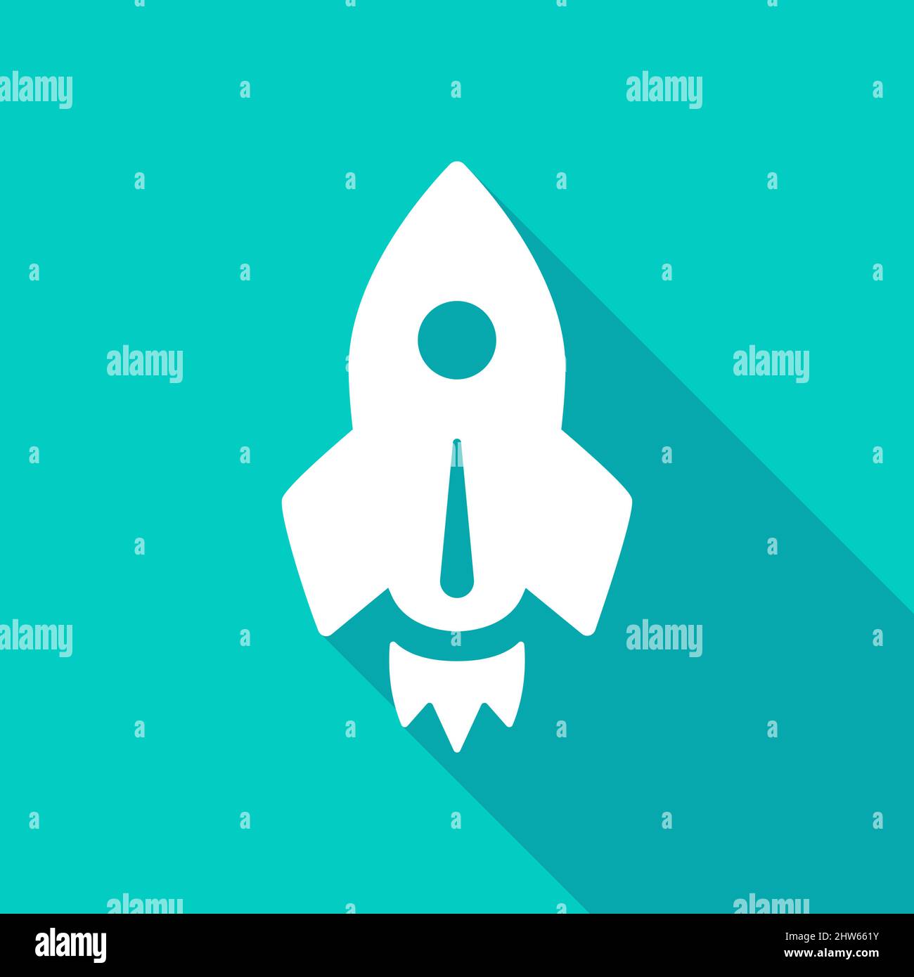 Rocket Startup Launch Long Shadow Vector Icon Stock Vector