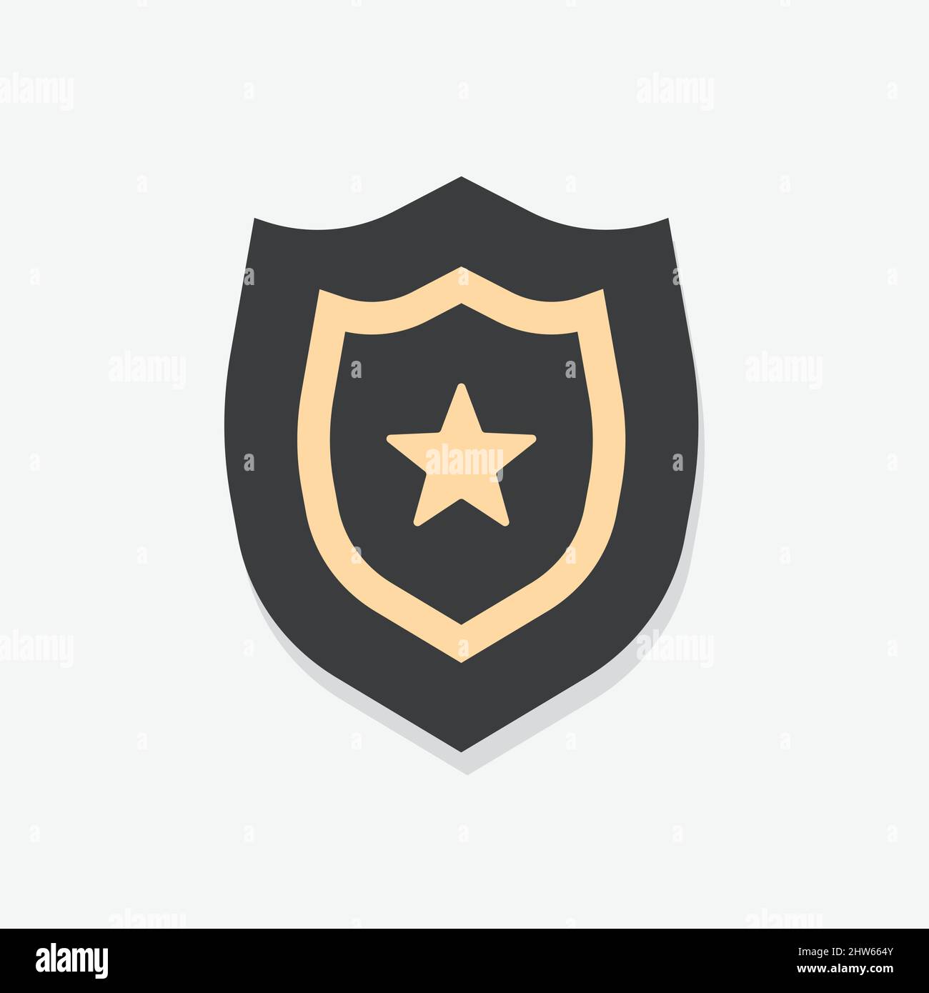Police Sheriff Badge Flat Vector Icon Stock Vector