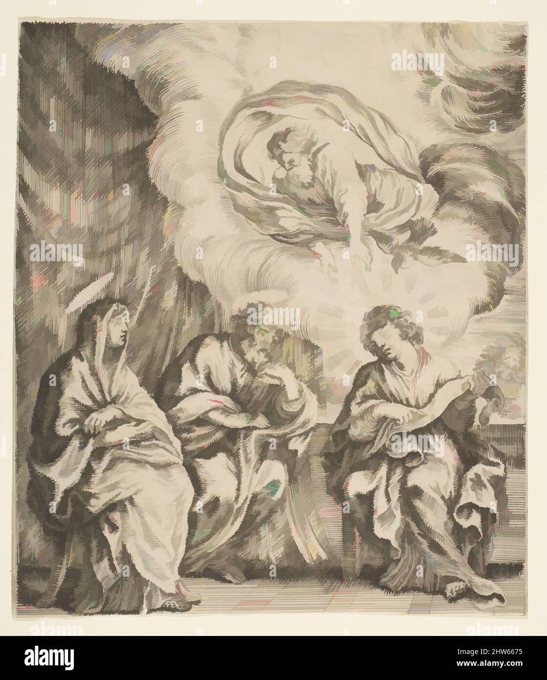 Art inspired by Child Jesus Explaining the Scriptures to His Mother and St. Joseph, ca. 1627, Etching with engraving; second or third state of three, Sheet (trimmed to plate): 5 13/16 in. × 5 in. (14.7 × 12.7 cm), Prints, Etched by Stefano della Bella (Italian, Florence 1610–1664, Classic works modernized by Artotop with a splash of modernity. Shapes, color and value, eye-catching visual impact on art. Emotions through freedom of artworks in a contemporary way. A timeless message pursuing a wildly creative new direction. Artists turning to the digital medium and creating the Artotop NFT Stock Photo