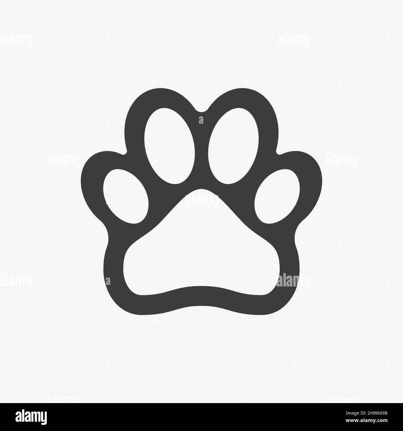Paw Print Flat Black Vector Icon Stock Vector
