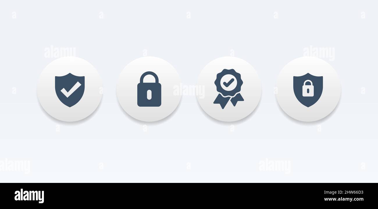 Security Data Transfer Round Vector Icon Set Stock Vector
