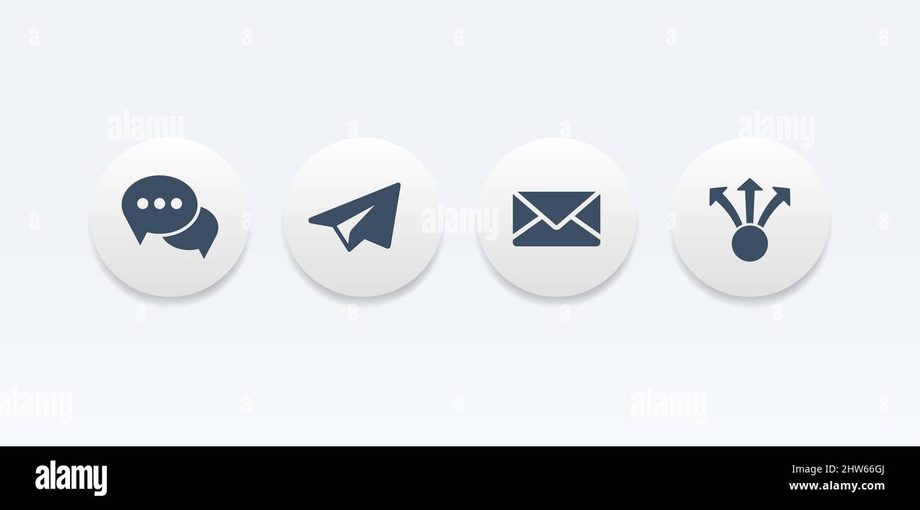 Mail Message Round Vector Icon Set Stock Vector