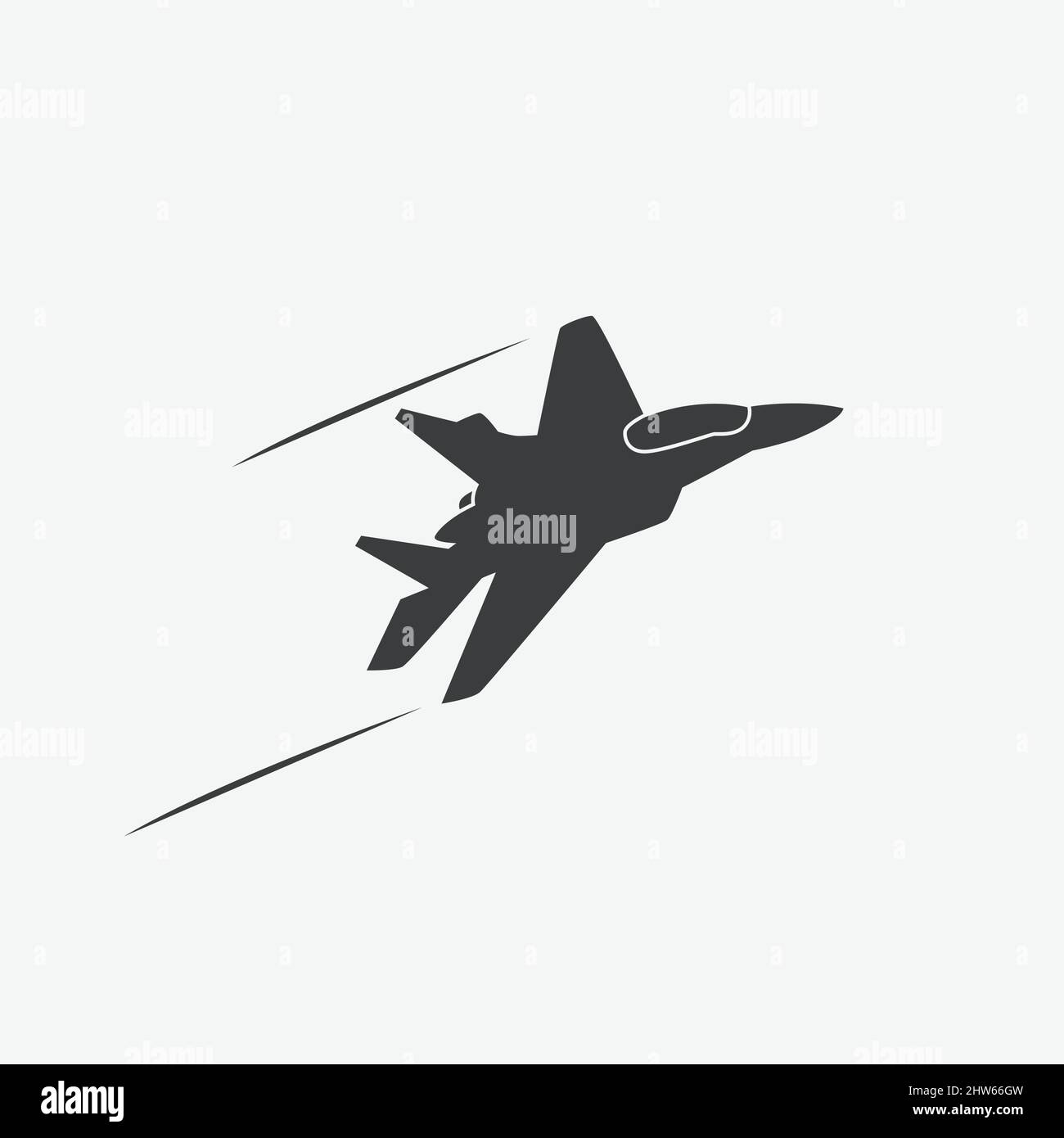 Fighter Jet Aircraft Flat Design Icon Stock Vector