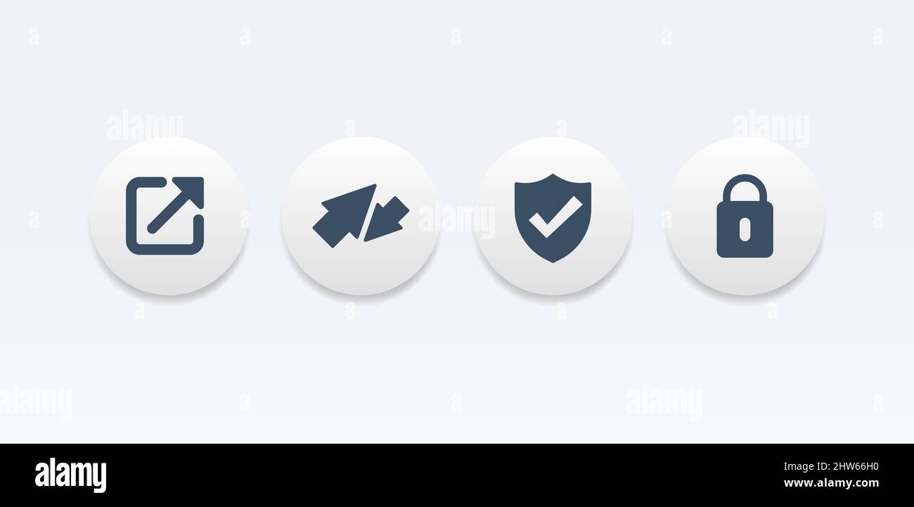 Security Data Transfer Round Vector Icon Set Stock Vector