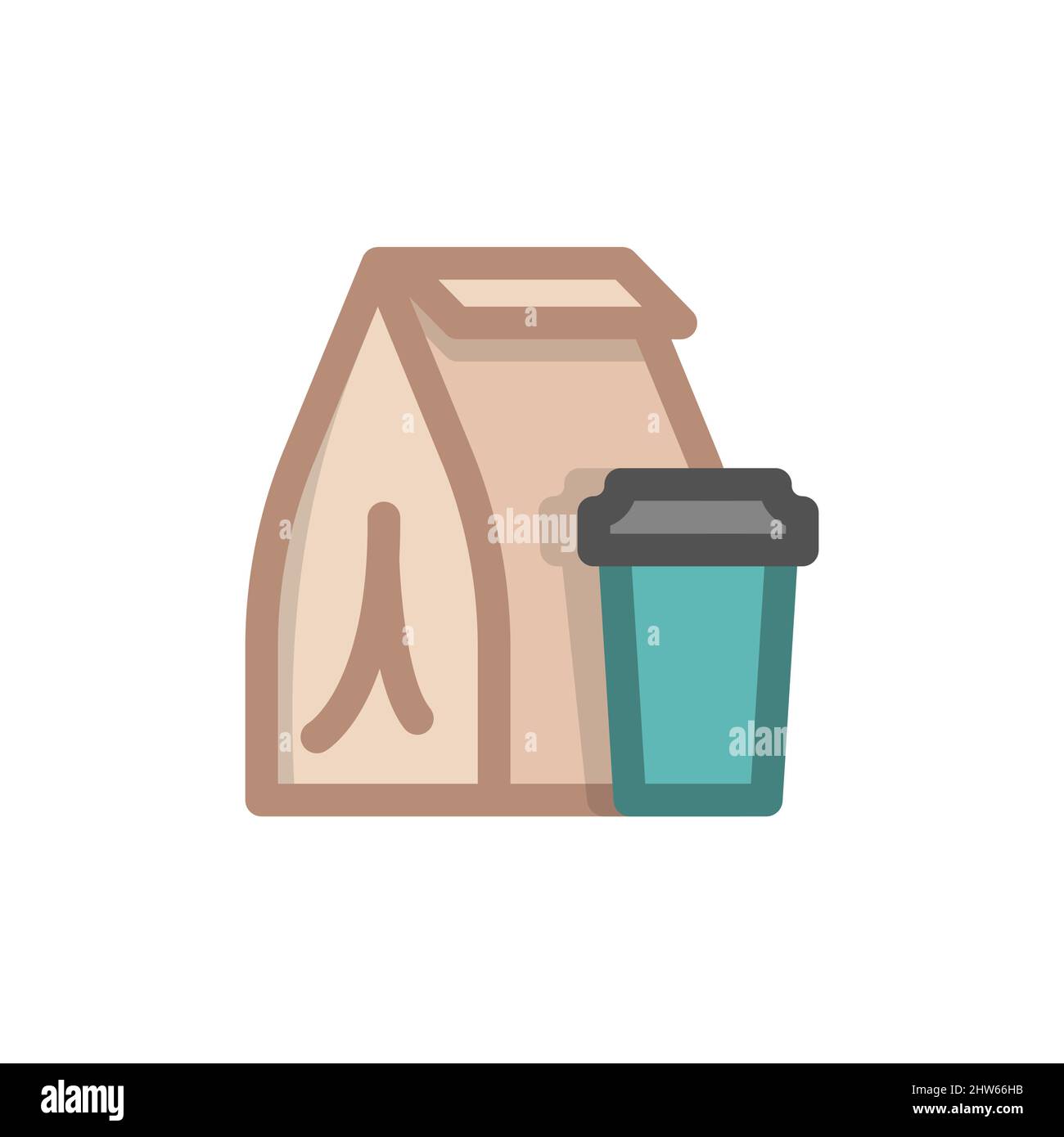 Coffee Meal Bag Breakfast Color Vector Icon Stock Vector