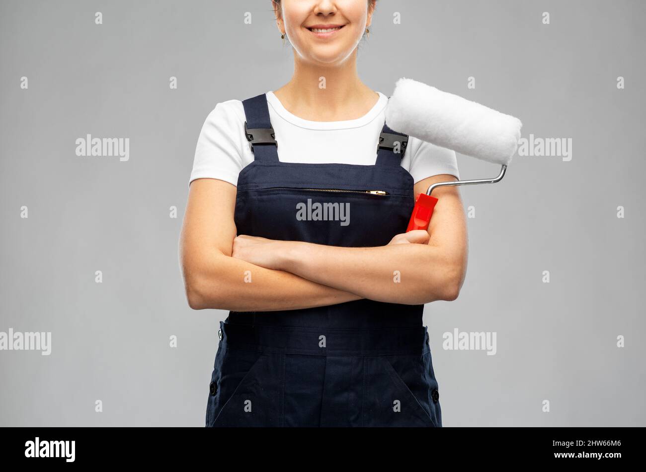 Happy smiling female painter hi-res stock photography and images - Alamy
