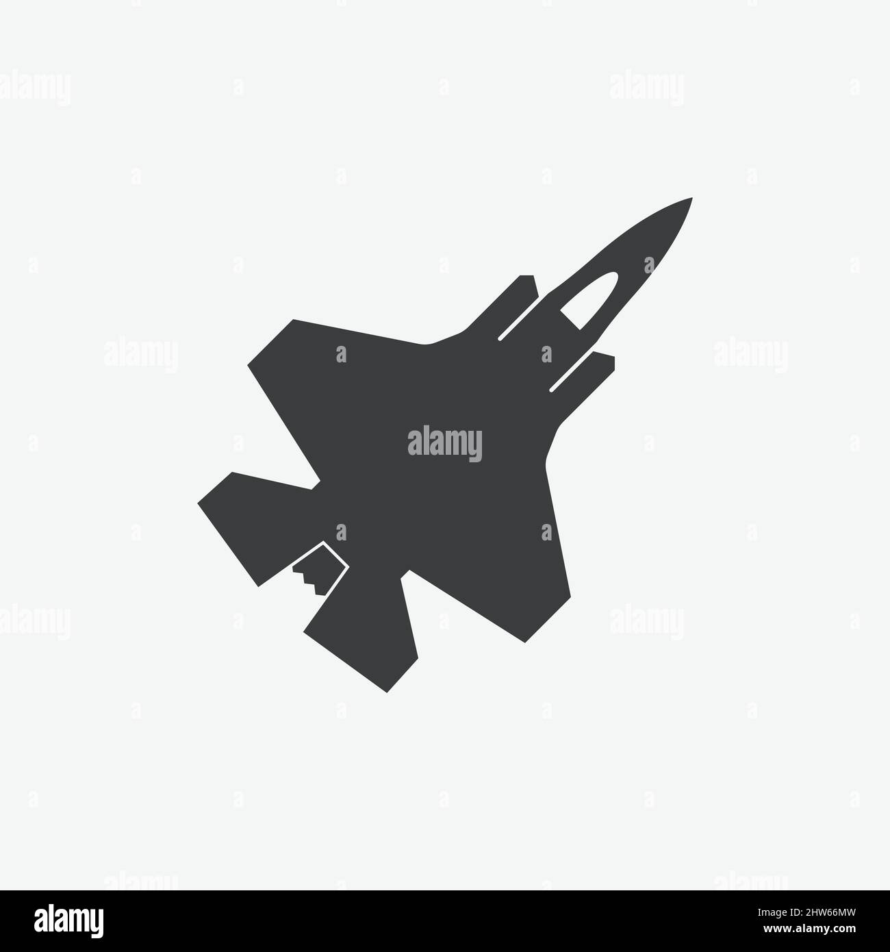 Fighter Jet Aircraft Flat Design Icon Stock Vector