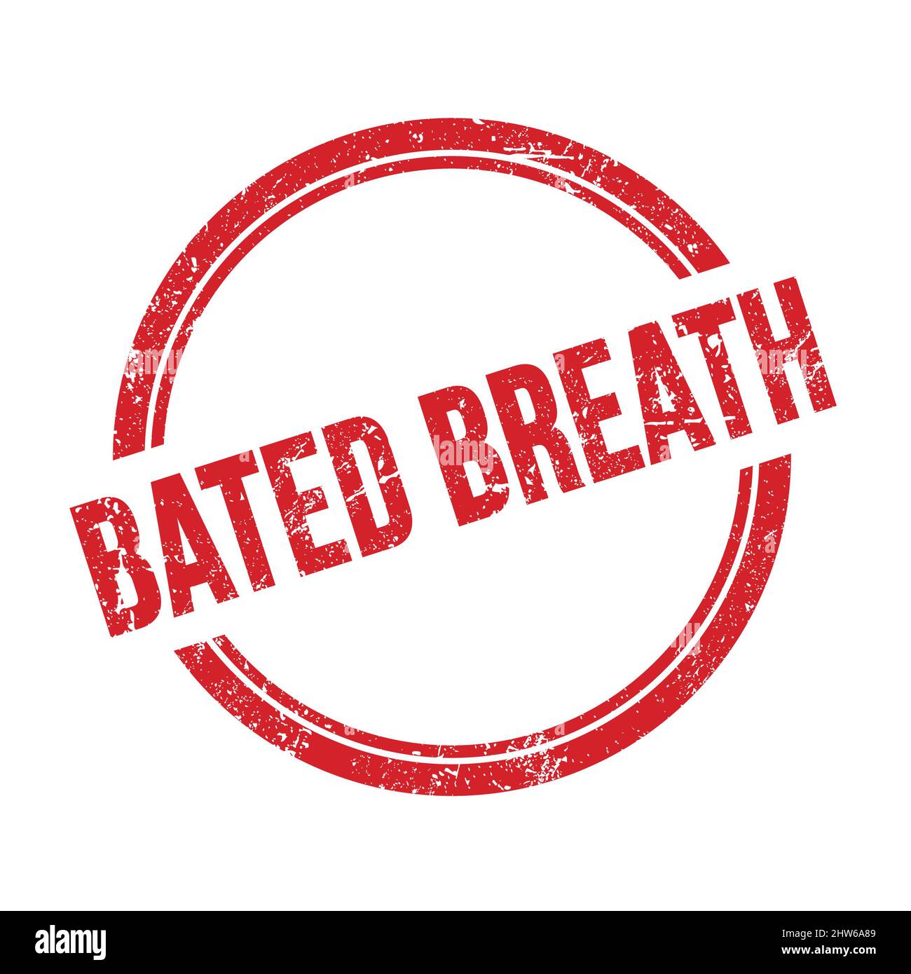 BATED BREATH text written on red grungy vintage round stamp Stock Photo ...