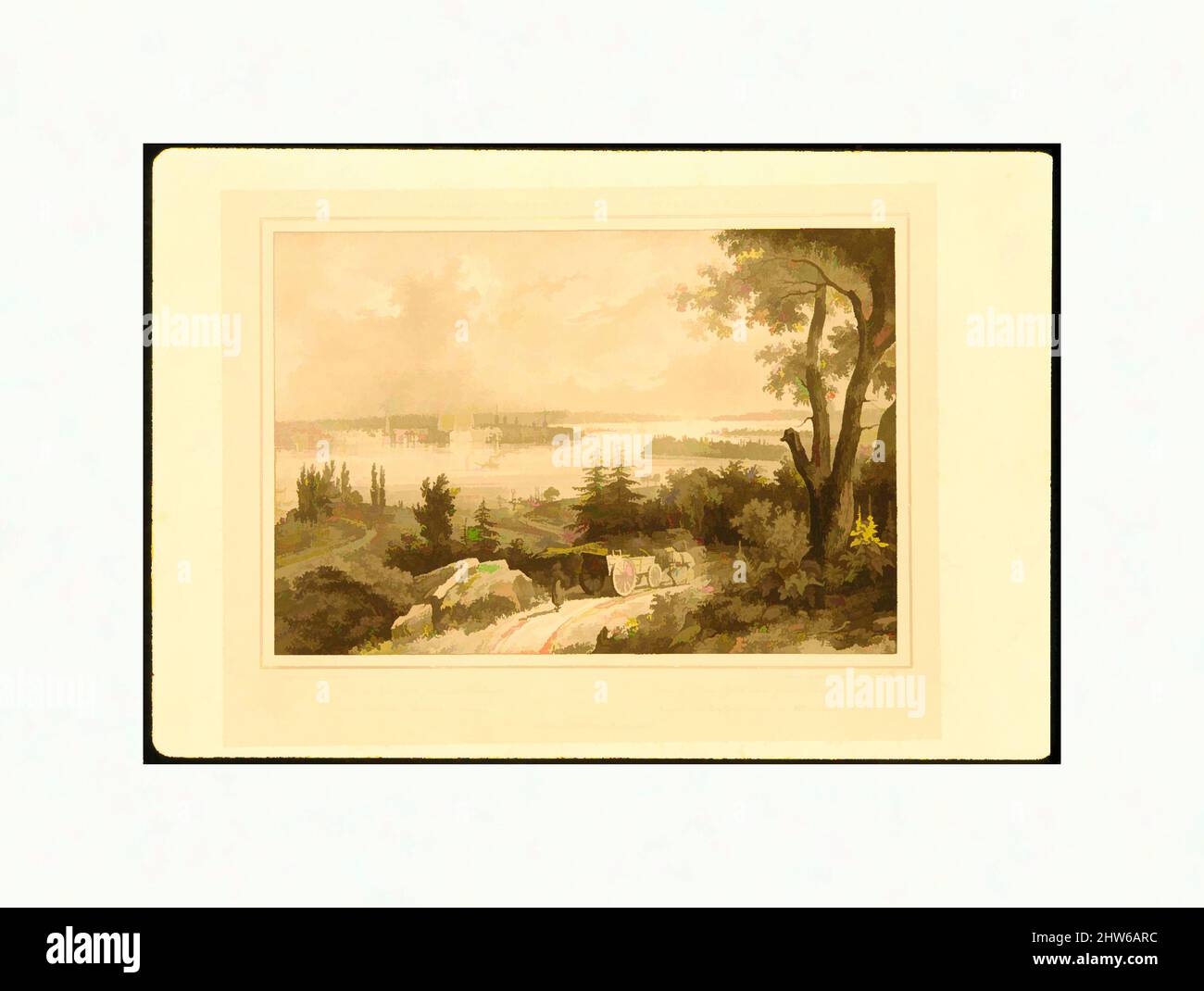 Art inspired by View of New York taken from Weehawken (Amérique Septentionale - État de New-York, plate 1), 1826, Lithograph, plate: 9 15/16 x 12 11/16 in. (25.2 x 32.3 cm), Prints, Isidore-Laurent Deroy (French, 1797–1886), After Jacques Gérard Milbert (French, Paris 1766–1840 Paris, Classic works modernized by Artotop with a splash of modernity. Shapes, color and value, eye-catching visual impact on art. Emotions through freedom of artworks in a contemporary way. A timeless message pursuing a wildly creative new direction. Artists turning to the digital medium and creating the Artotop NFT Stock Photo