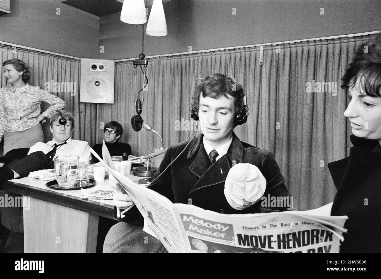 BBC Radio One Rehearsals ahead of official launch, Studio Scenes,  Broadcasting House, London, 28th September 1967. Radio One went on to  launch at 7:00 am on Friday 30 September 1967. The first