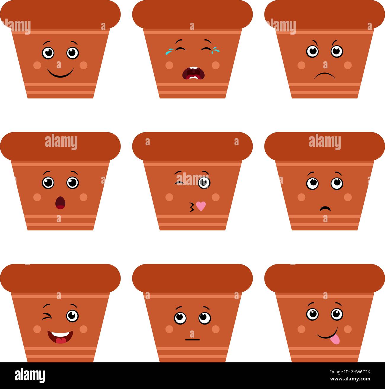 Set of pot with different emotions and expressions Stock Photo Alamy