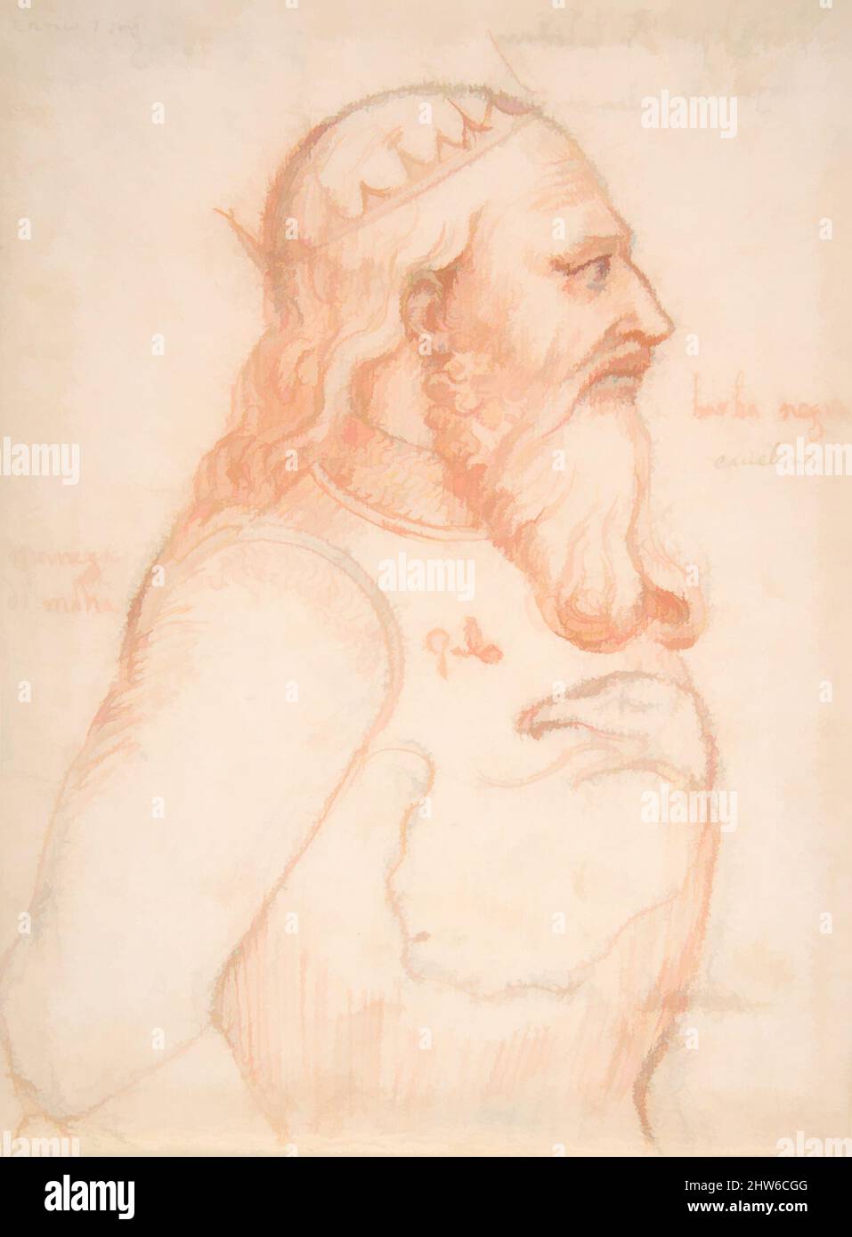 Art inspired by Portrait of Henry VII, 16th century, Red and black chalk, sheet: 7 1/8 x 5 3/8 in. (18.1 x 13.6 cm), Drawings, Anonymous, Italian, 16th century, Classic works modernized by Artotop with a splash of modernity. Shapes, color and value, eye-catching visual impact on art. Emotions through freedom of artworks in a contemporary way. A timeless message pursuing a wildly creative new direction. Artists turning to the digital medium and creating the Artotop NFT Stock Photo