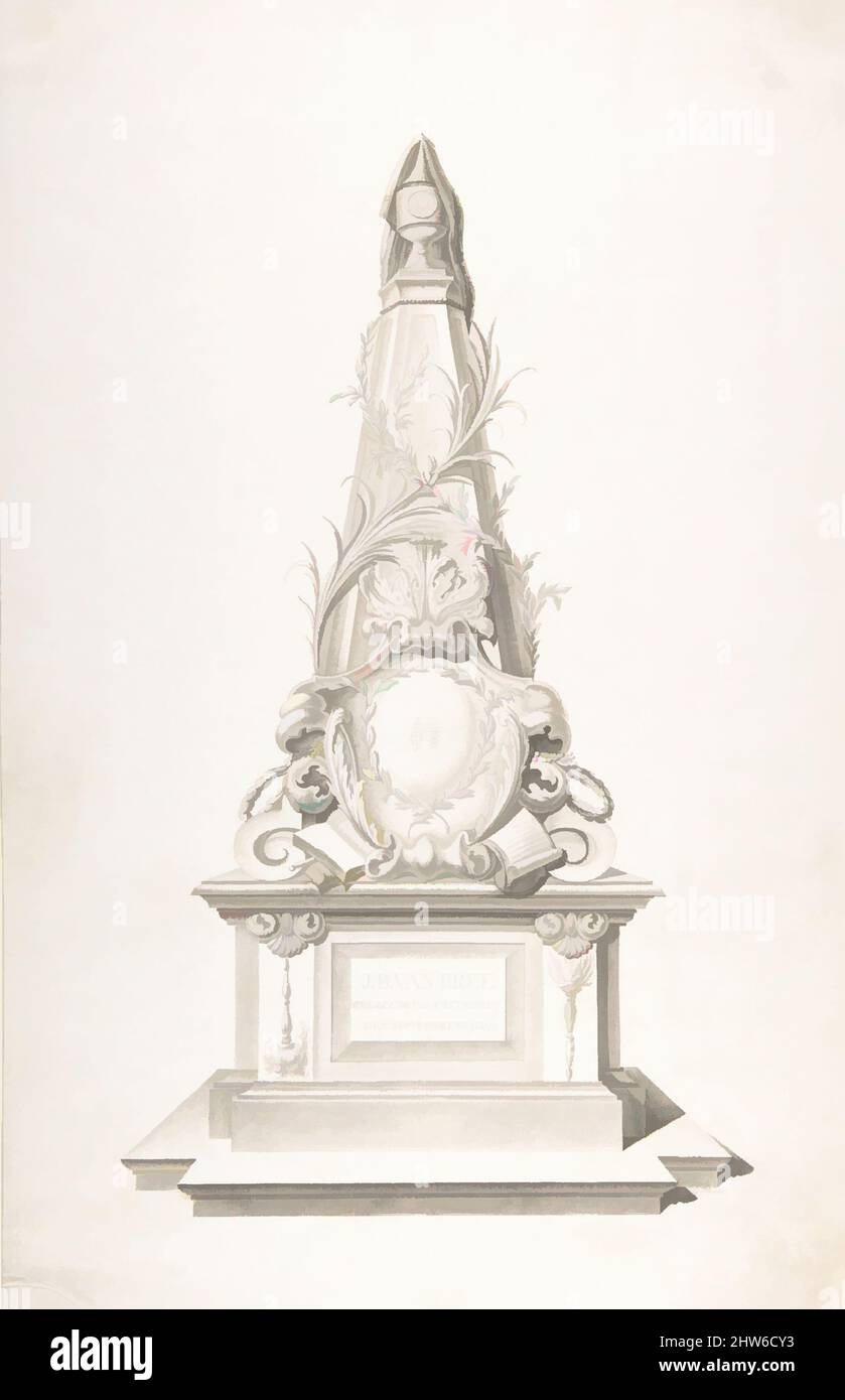 Art inspired by Pyramid monument for J.B. van Bree, 1857 or after, Pen and brush with grey ink, brush and grey wash, with traces of ruled graphite lines., sheet: 18 1/8 x 11 1/2 in. (46 x 29.2 cm), Drawings, G. Fock (Dutch, active ca. 1857, Classic works modernized by Artotop with a splash of modernity. Shapes, color and value, eye-catching visual impact on art. Emotions through freedom of artworks in a contemporary way. A timeless message pursuing a wildly creative new direction. Artists turning to the digital medium and creating the Artotop NFT Stock Photo