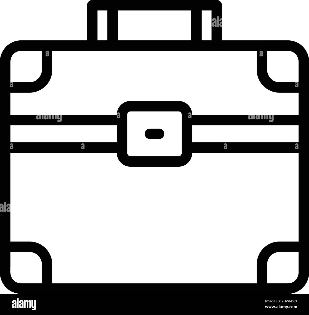 Metal cosmetic case icon outline vector. Zip fabric. Makeup bag Stock Vector